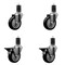 Service Caster 4'' Black Poly Wheel Swivel 1-5/8'' Expanding Stem Caster Set 2 Brakes, 4PK SCC-EX20S414-PPUB-BLK-2-PLB-2-158 - alternate 1